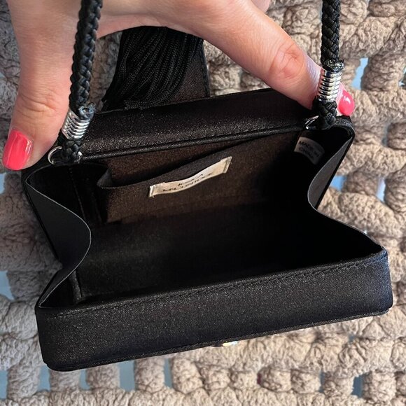 Vintage Jessica McClintock Black Satin Evening Purse - Picture 6 of 9